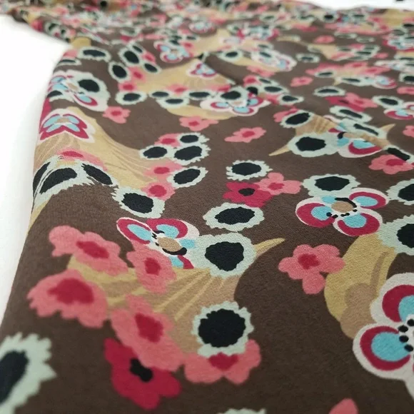 Jigsaw dress silk floral brown tan 8 - Picture 6 of 7